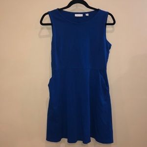 New York & Company Bright Blue Cotton Dress